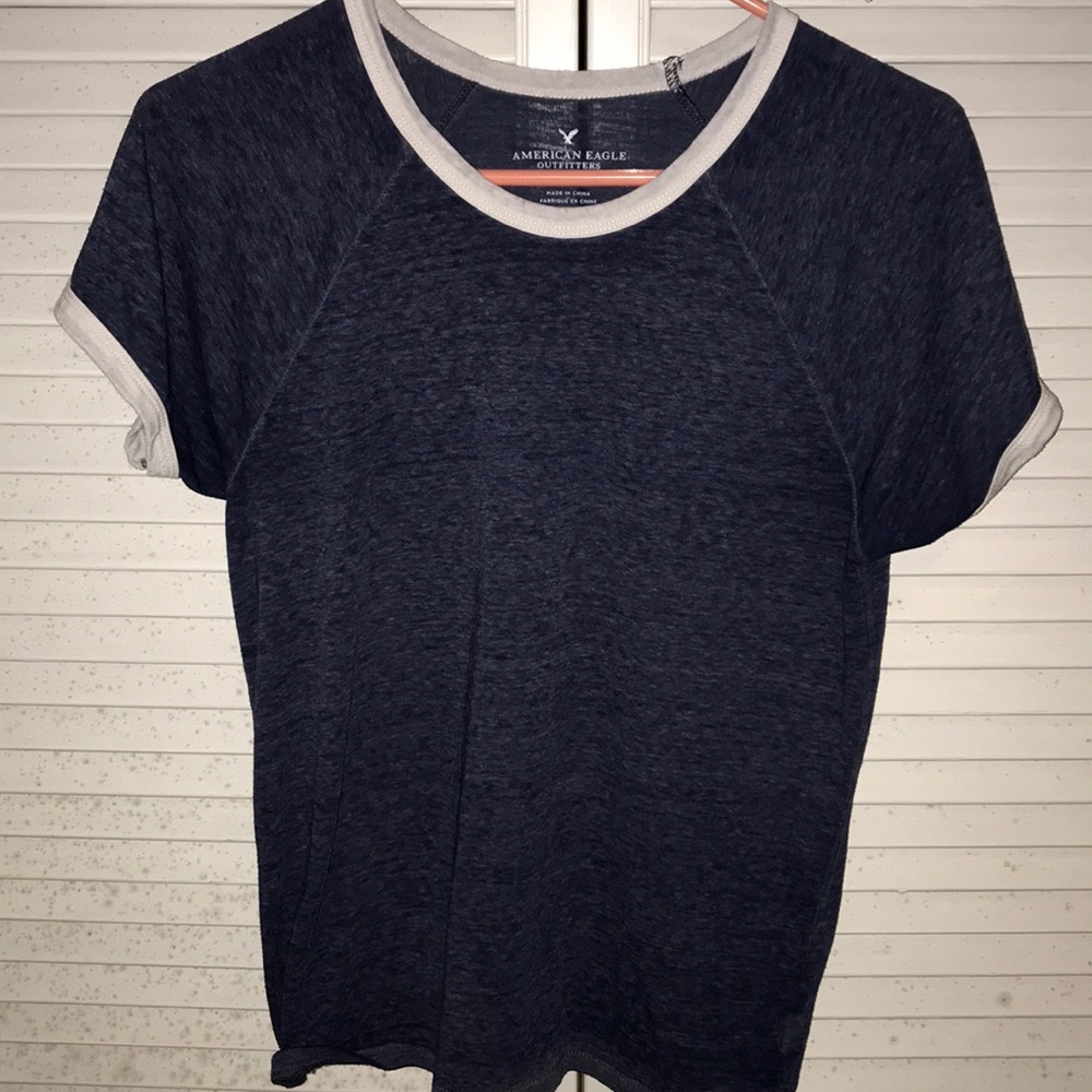 Textured Print Blue AEO Top